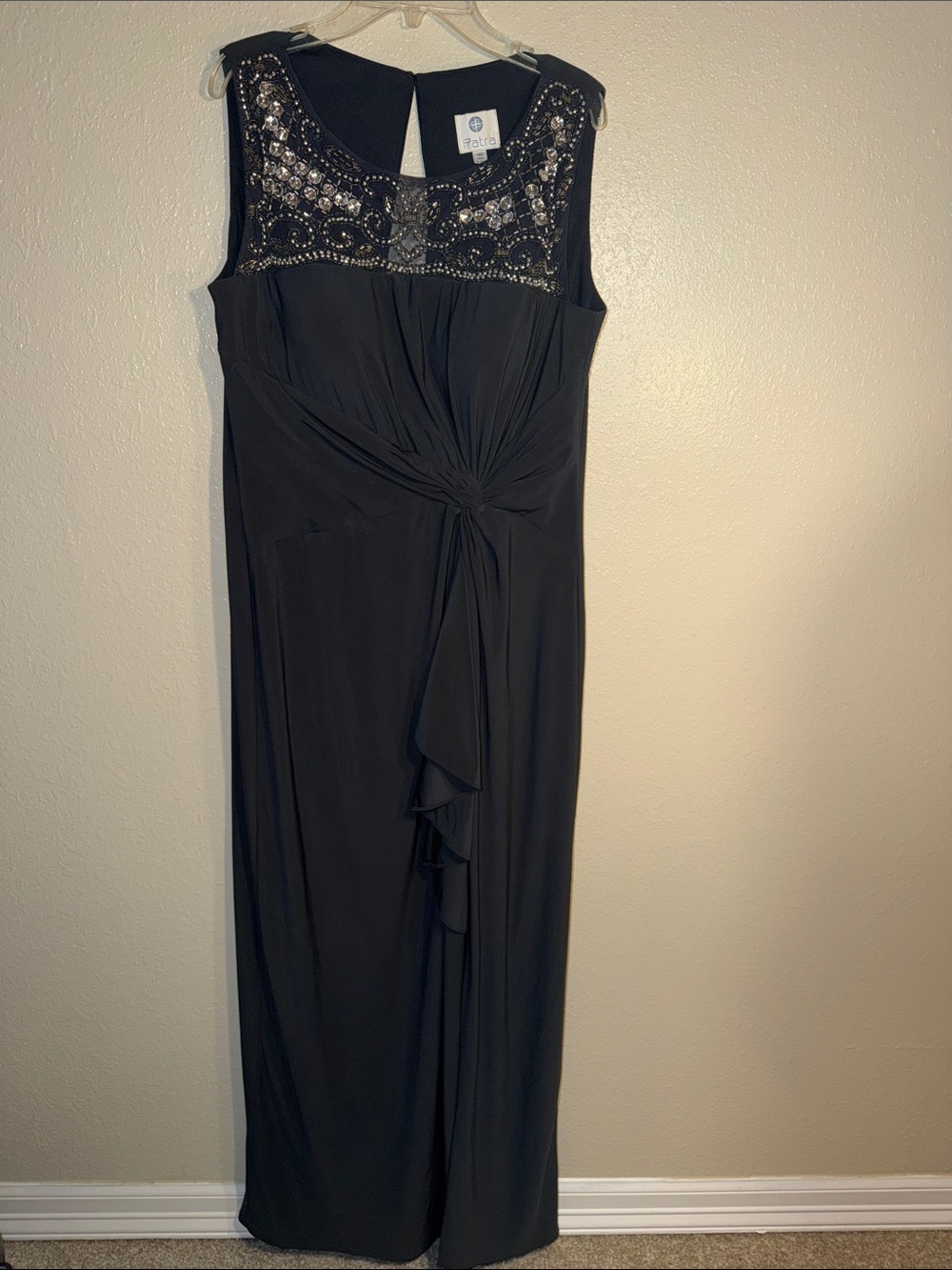 Patra Black Beaded Evening Gown- NWT, flaws(missing beads)